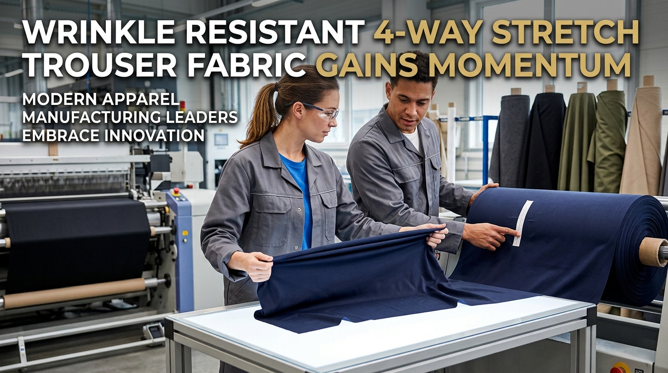 Wrinkle Resistant 4 Way Extendam Trouser Fabric Gaius Momentum in Modern Apparel Vestibulum
